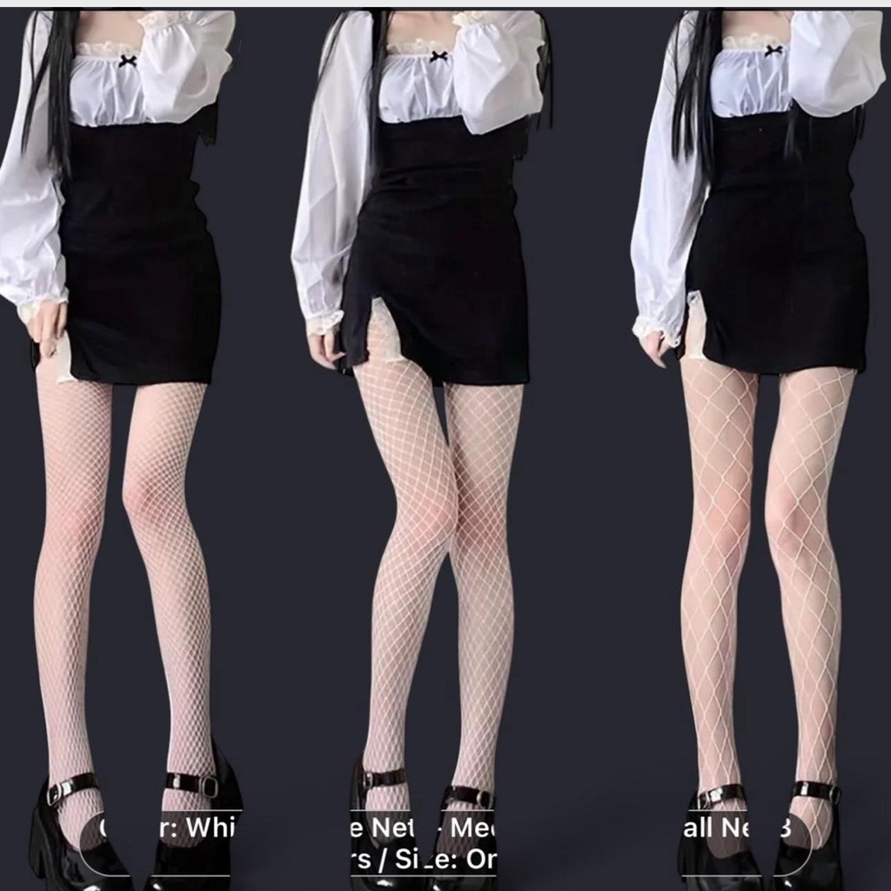New- 4 pairs White fishnet & Black polka dot tights #polkadot #tights #fishnet